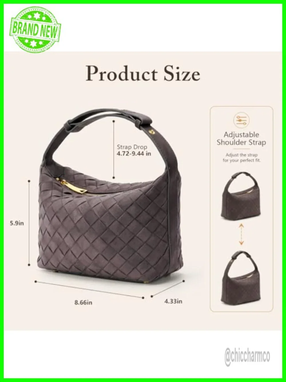 Hand-Woven Faux Suede Hobo Shoulder Bag Adjustable Strap